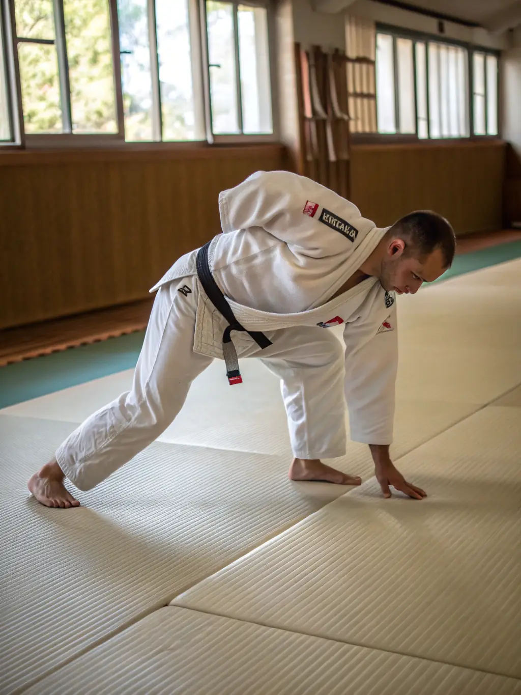 A close-up shot of a Judo Club Devoluy member receiving personalized coaching from an experienced instructor, demonstrating the club's commitment to individual development.