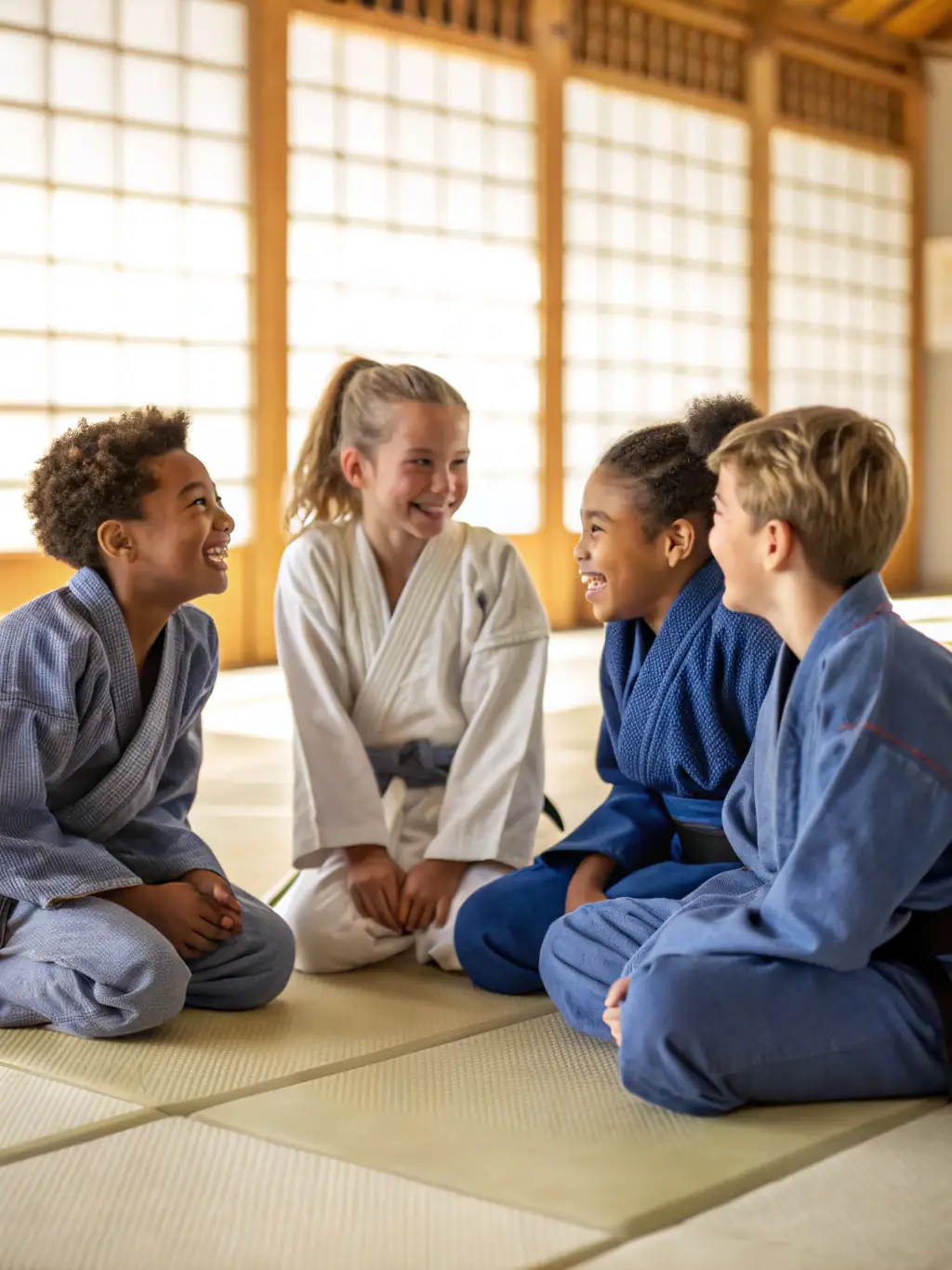 A group photo of Judo Club Devoluy members of various ages and skill levels, smiling and celebrating a successful training session or event, highlighting the club's community spirit.