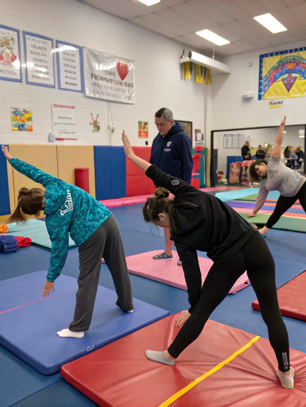 Participants in a taïso class performing stretching and conditioning exercises at Judo Club Devoluy, led by a certified instructor.